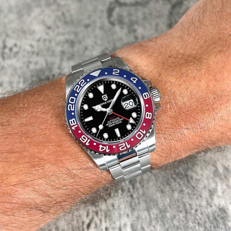 PAGANI DESIGN ساعة رجال أوتوماتيكية ميكانيكية من باجاني ديزاين GMT مع إطار سيراميك دوار ووظيفة التاريخ - Image 3